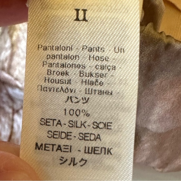 Forte Forte 100% Silk Leaf Print Trousers Size 6 Neutral Pants Straight Pull-on - Picture 6 of 9